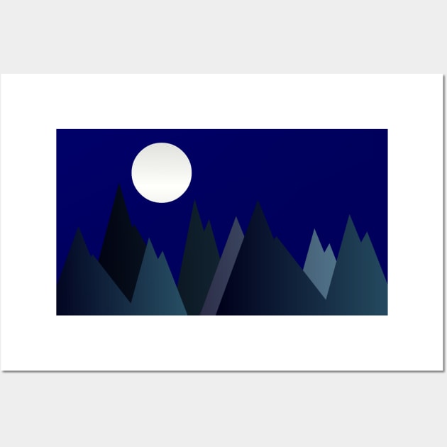 MOON AND MOUNTAINS, GEOMETRIC LANDSCAPE Wall Art by SAMUEL FORMAS